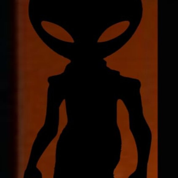 Alien Silhouette Window Decal, Large and Reusable Halloween Static Cling, Black - Picture 5 of 5